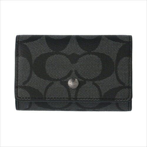 ڥڥ[]   COACH FIVE RING KEY CASE SIGNATURE F78675 QB/Charc...