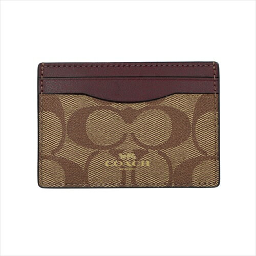 [コーチ] カードケース シグネチャー COACH Signature PVC Card Case 63279 IMUSA IM/Khaki/Boysenberry