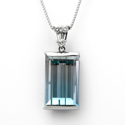 トルマリンネックレス Pt900/K18WG トルマリン 19.33ct ダイヤモンド 0.22ct