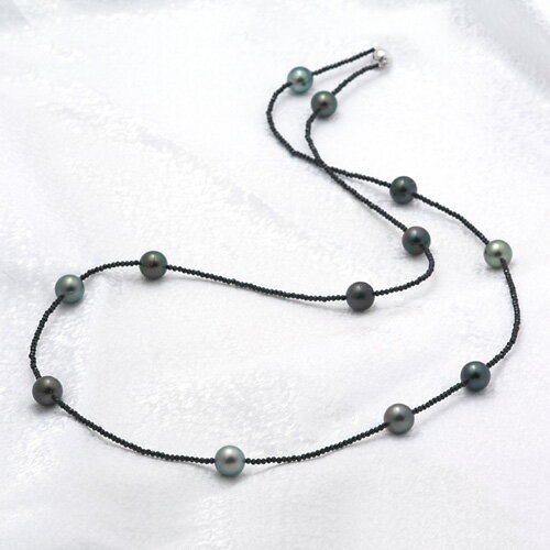 SV 南洋黒真珠 ブラックスピネル ネックレス