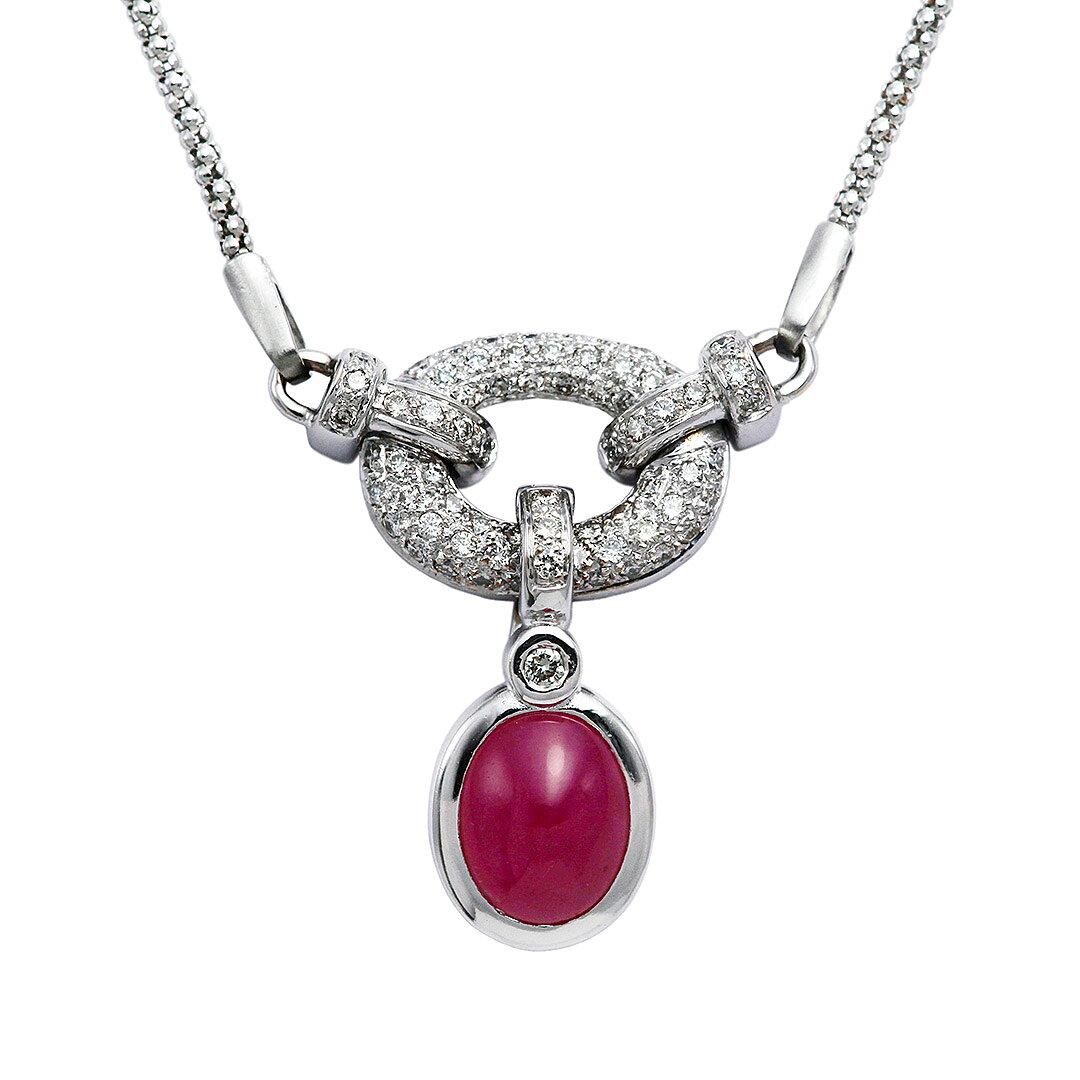 Rakuten - K18WG ルビー 3.39ct ダイヤモンド 0.60ct ネックレス