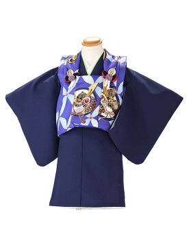 【1歳 男の子 着物レンタル】【端午の節句】【こどもの日】【1歳前後】【被布】【祝着】【お食い初め】【初節句】【写真撮影】【ベビー】【赤ちゃん着物】【誕生日】 往復送料無料 青 七宝 IAN0002