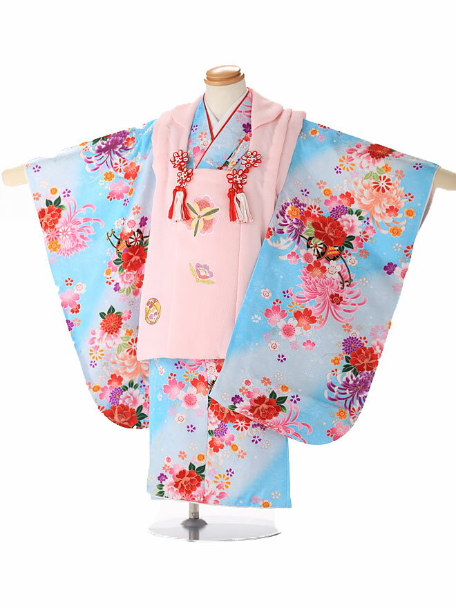 七五三 着物 3歳 レンタル 七五三 被布 レンタル七五三 3歳 女の子 レンタル 着物 セット ひふ 被布セット 三歳 身長80cm 85cm 90cm 青 ...