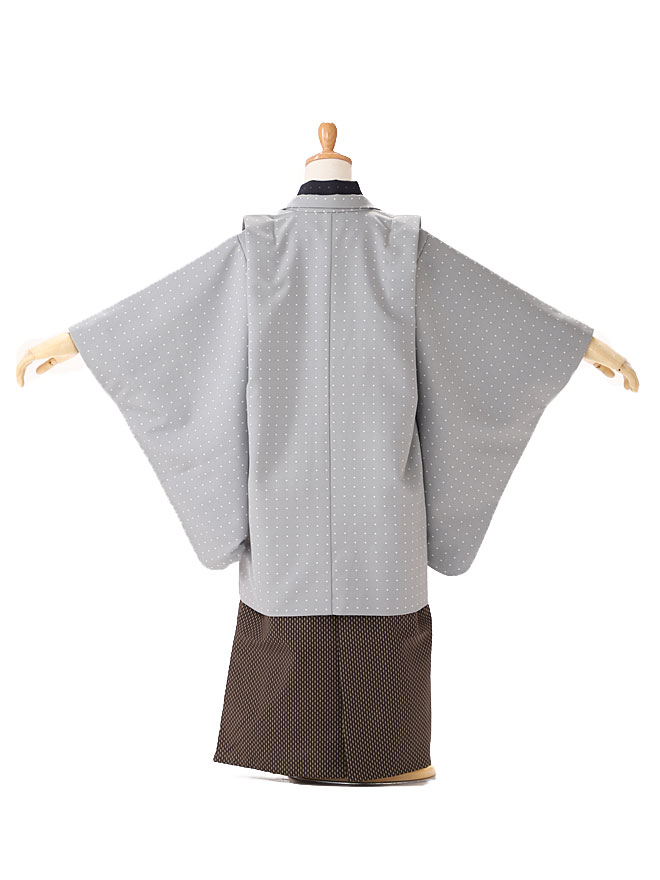 【簡単着付け】【レンタル】kimonoshopオリジナル ブランド HANAEMORI 森英恵 もりはなえ【七五三 男の子 着物セット 5歳】 袴レンタル 5才 五歳 753 男児 しちごさん 身長110cm 115cm 120cm モダンデザイン 水玉 白 [往復送料無料 ] 5405