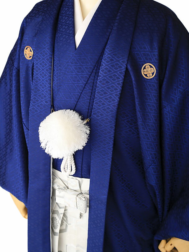 【レンタル】【袴 男 成人式】【はかま】【メンズ】【20歳】【成人式】【卒業式】【化繊】【キュプラ×金属糸】【紋付】【羽織着物】【青】【165cm-173cm】【男袴】【ベーシック男袴】往復送料無料 XG0098安売り 成人式　振袖　レンタル