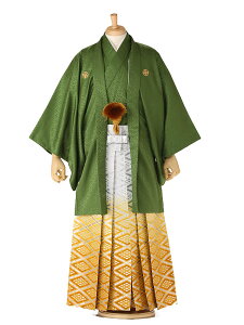 【レンタル】【袴 男 成人式】【はかま】【メンズ】【20歳】【成人式】【卒業式】【化繊】【紋付】【羽織着物】【キュプラ×金属糸】【緑】【170cm-178cm】【男袴】往復送料無料【ベーシック男袴】 XG0136バーゲン