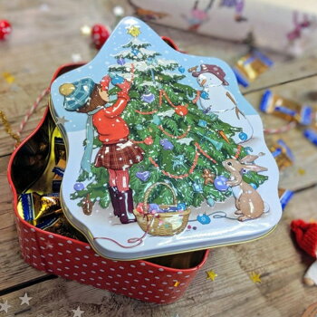 Belle&Booベルアンドブークリスマスツリーティン缶エンボス加工ブリキ缶XmasChristmasうさぎ雑貨うさぎ好き