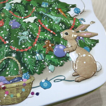 Belle&Booベルアンドブークリスマスツリーティン缶エンボス加工ブリキ缶XmasChristmasうさぎ雑貨うさぎ好き