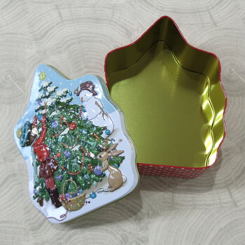 Belle&Booベルアンドブークリスマスツリーティン缶エンボス加工ブリキ缶XmasChristmasうさぎ雑貨うさぎ好き