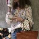 ブラウス 花柄ブラウス レディース 小花柄 Vネック ゆるワンピ 花柄 レディース 花柄 ブラウス花柄 ドレス ふんわり 春物 トップス シャツ ブラウス