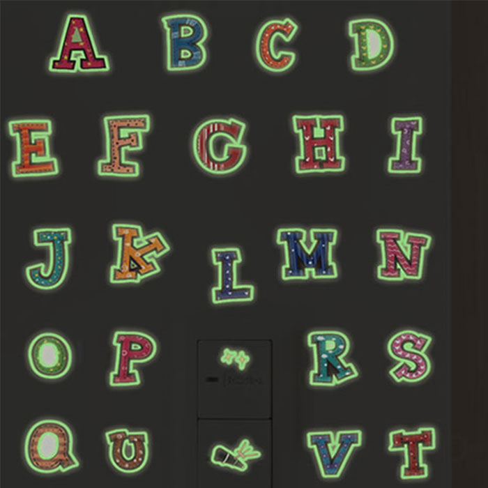 英文字蓄光シール　アルファベット夜光シール【夜空英文字 Y0001】蓄光夜光シール 夜光・蓄光シール 夜光プレーン（シールタイプ）壁飾り ウォールステッカー イベントに！子供部屋 装飾品 プレゼント 防災グッズ 停電目印 光る目印 停電