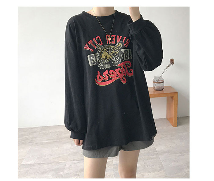 トラティーシャツ レディース 長Tシャツ トラ レディース タイガー トラ ゆったり トップス ティーシャツ Tシャツ 虎長ティーシャツレディース 長tシャツ トップス 夏カットソー Tシャツ タイガートラ ファッションレディースファッショントップスTシャツ カットソ長袖 ram180-10001981 RAM180度 サンプル画像3