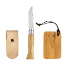 OPINEL(オピネル) ステンレススチール ナイフ レザーケース ベージュカラー&カッティングボードセット #9 オーク オピネルナイフ 9 キャンプ ナイフ...
