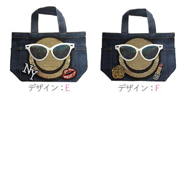 トート バッグ レディース ミニ デニム BAG bag スマイル smile にこちゃん ニコちゃん 人気 カスタム DIY