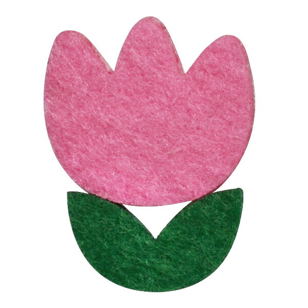 花 フラワー ワッペン フェルトワッペン アイロン接着 縦2.6cm×横2cm チューリップ ピンク アイロンワッペン 手芸 マスク用小さいサイズ マスク用小さいサイズ