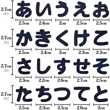 ひらがな ワッペン 【あ〜と】フェルトワッペン アイロン接着 紺色 名前 ネーム アイロンワッペン お名前ワッペン 名前シール 手芸 入園 入学 わっぺん アップリケ あっぷりけ wappen