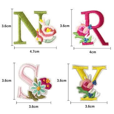 アルファベット ワッペン 刺繍 アイロン接着 フラワー 花 イニシャル アイロンワッペン 正規品 入園 入学 わっぺん アップリケ あっぷりけ wappen