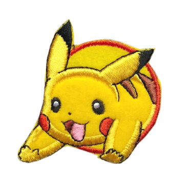 ピカチュウ ワッペン 刺繍 アイロン接着 縦4.3cm×横4.2cm ポケットモンスター キャラクター アイロンワッペン かわいい 手芸 入園 入学 わっぺん WAPPEN wappen アップリケ あっぷりけ【メール便可】 マスク用小さいサイズ