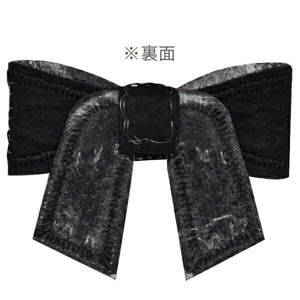 ワッペン スパンコール アイロン接着 縦4cm×横5cm ブラック リボン (小) アイロンワッペン 立体ワッペン デコ ダンス 入園 入学 アップリケ あっぷりけ wappen