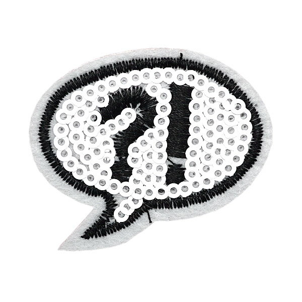 ワッペン スパンコール アイロン接着 縦3.7cm×横4.5cm ？！ 吹き出し フキダシ アイロンワッペン 人気 ..