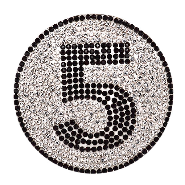 ワッペン ストーン ワッペン クリスタル アイロン接着 縦5.9cm×横5.9cm 数字 5 キラキラ アイロンワッ..