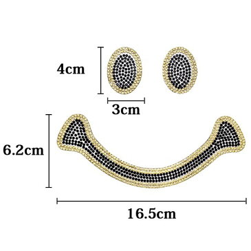 ストーン ワッペン アイロン接着 縦11cm×横16.5cm スマイル すまいる smile にこちゃん ニコちゃん キラキラ アイロンワッペン キャラクター 手芸 デコ ダンス 入園 入学 わっぺん アップリケ あっぷりけ wappen