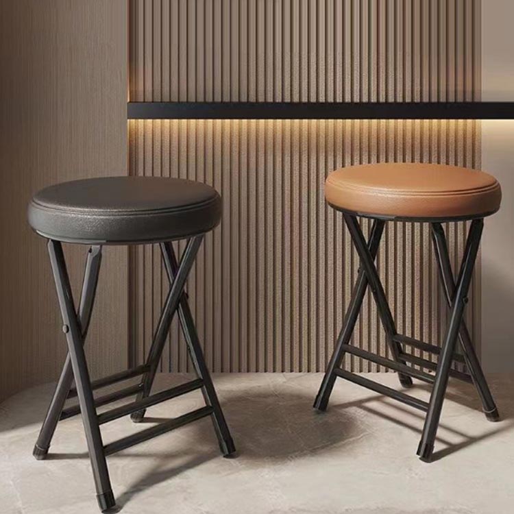 座面 【クッション付き】スツール クッションチェアー 丸 チェア スツール 丸イス 折り畳み いす コンパクト シンプル おしゃれ 北欧 丸椅子 PUレザー スリム 新生活 折りたたみ椅子