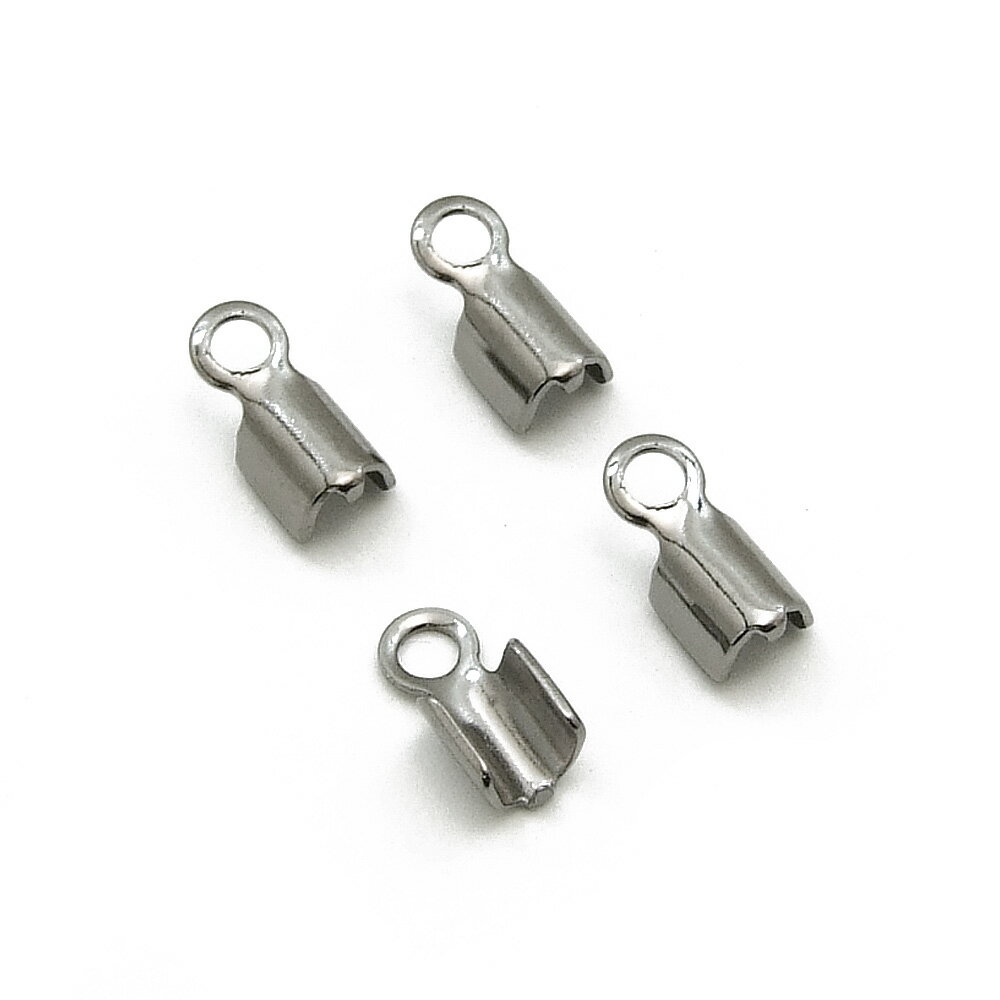 Rakuten - 【4ヶ入】【 3mm丸ヒモ用カン付きカシメ BKNi/ブラック 】 アクセサリーパーツ/カシメ/金属パーツ/ハンドメイド/自作/材料/手作り素材/オリジナル/ヒモドメ/紐/ネックレス/エンドパーツ