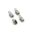 【4ヶ入】【 2mm丸ヒモ用カン付きカシメ アンティークシルバー/銀古美 】 アクセサリーパーツ/カシメ/金属パーツ/ハンドメイド/自作/材料/手作り素材/オリ...