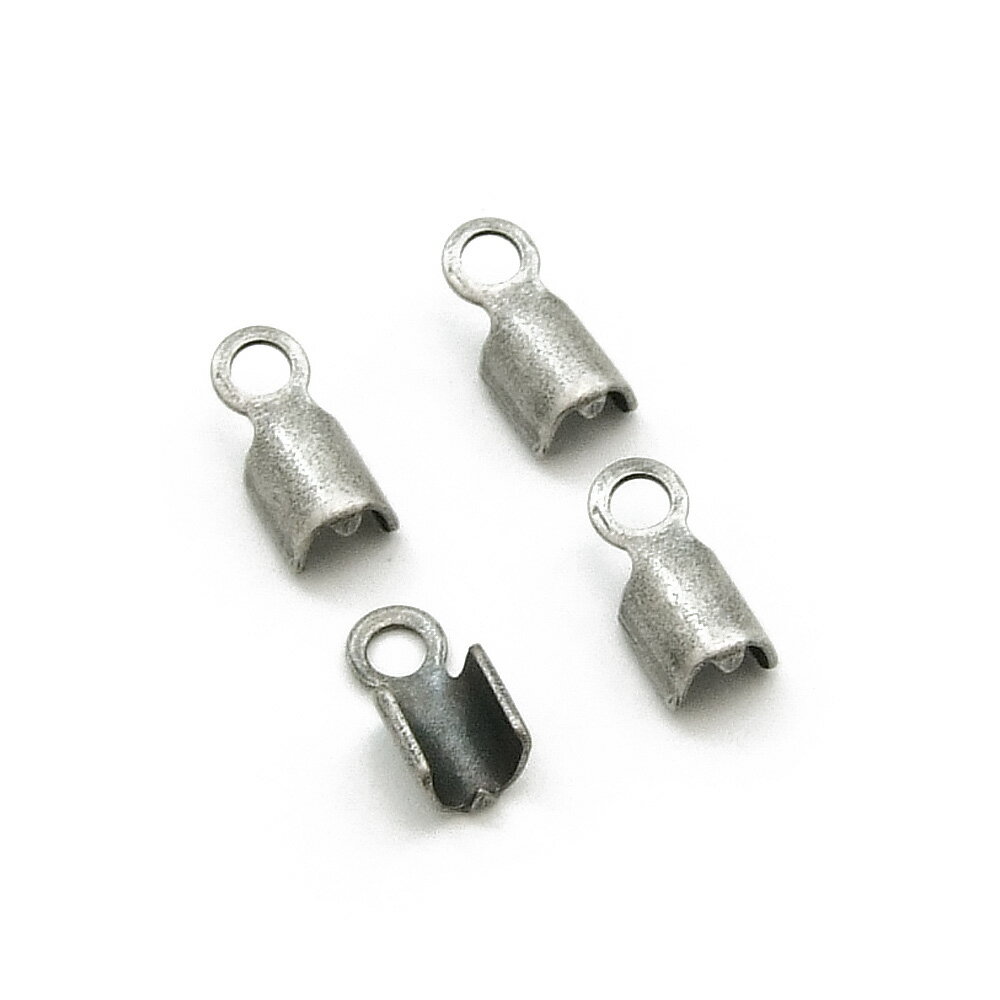 Rakuten - 【4ヶ入】【 3mm丸ヒモ用カン付きカシメ アンティークシルバー/銀古美 】 アクセサリーパーツ/カシメ/金属パーツ/ハンドメイド/自作/材料/手作り素材/オリジナル/ヒモドメ/紐/ネックレス/エンドパーツ