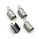 【4ヶ入】【 4mm丸ヒモ用カン付きカシメ アンティークシルバー/銀古美 】 アクセサリーパーツ/カシメ/金属パーツ/ハンドメイド/自作/材料/手作り素材/オリ...