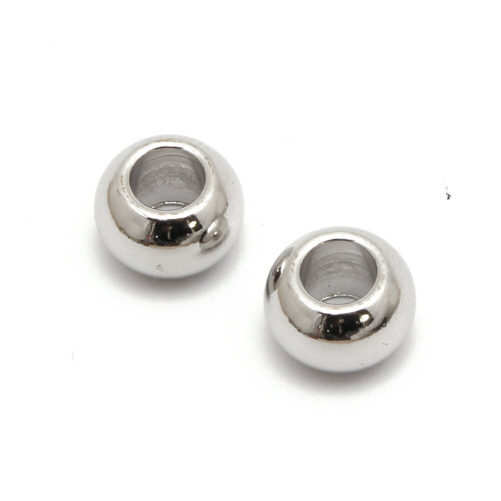 樂天商城 - 甲丸金属ビーズF シルバー 2粒入〔アクセサリーパーツ〕ビーズ/ハンドメイド/ブレスレッド/ネックレス/チョーカー/メタル/手芸/部品/真鍮/大きいサイズ/銀