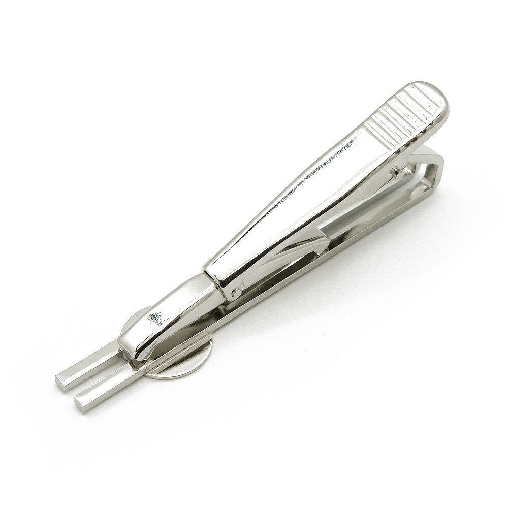 【1ヶ入】【 10mm丸皿付ネクタイピン50mm 二段式二本線 Ni/シルバー 】 アクセサリーパーツ/タイピン/留め金具/金属パーツ/ハンドメイド/自作/材料/手作り素材/オリジナル/トップ/装飾/皿付接着金具/ワンポイント/固定/メタル