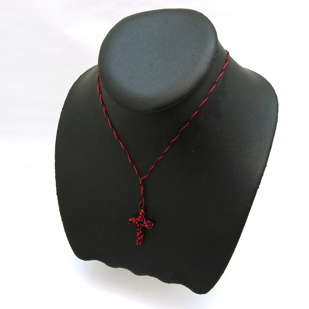 1ヶ入【 メキシカンクロス　(05レッド×ブラック) 】 アクセサリーパーツ/ストラップ/クロス/ヒモ/ハンドメイド/自作/材料/手作り素材/オリジナル/サーフィン/メキシコ/カリフォルニア