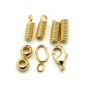 1セット入【 2mm紐用チョーカー金具セット【ロブスターフックタイプ】 G/ゴールド 】 アクセサリーパーツ/コイル/金属パーツ/ハンドメイド/自作/材料/手作...
