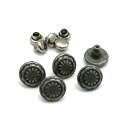 5ヶ入【 アンティークシルバー デザインカシメセット (A03) 】 アクセサリーパーツ/レザークラフト/ストラップ/クロス/ヒモ/ハンドメイド/自作/材料/手作り素材/オリジナル/コンチョ/メキシコ/アメリカ