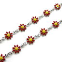★切売チェーン★ メタルフラワー【赤/レッド】(10cmあたり¥480) シルバー/ゴールド アクセサリーパーツ/メタル/金属/ネックレス/ブレスレット/ペンダ...