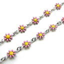 ★切売チェーン★ メタルフラワー【ピンク】(10cmあたり¥480) シルバー/ゴールド アクセサリーパーツ/メタル/金属/ネックレス/ブレスレット/ペンダント...