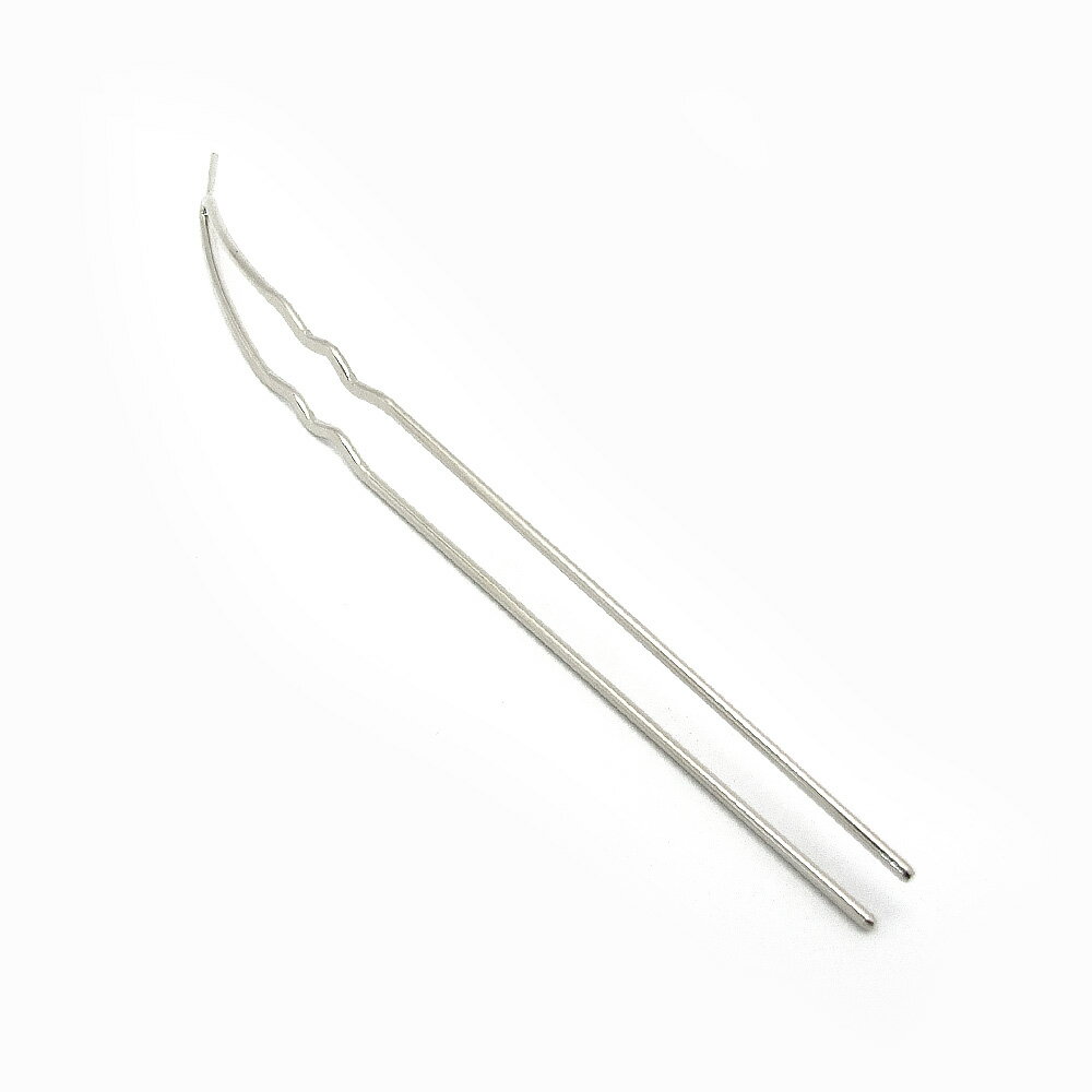 1本入【二本足 変形U字型簪 S-2※1×10mm棒付※ (全長約:145mm)　Ni/シルバー 】 【28...