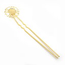 1本入【二本足 花飾り付き簪B (全長約:150mm) G/ゴールド 】 【286】 ハンドメイド/手作りアクセサリー/手芸用品/着物/手作りカンザシ/振袖/簪...