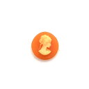 1ヶ入【 12mm丸 樹脂製カメオ(貴婦人・横顔右向き) オレンジ】【S120】 アクセサリーパーツ/樹脂パーツ/ハンドメイド/手作りアクセサリー/ブローチ/円...