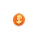 1ヶ入【 12mm丸 樹脂製カメオ(貴婦人・横顔左向き) オレンジ】【S124】 アクセサリーパーツ/樹脂パーツ/ハンドメイド/手作りアクセサリー/ブローチ/円...