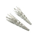 2ヶ入【 41mm 透かしタッセルキャップ 三角キャップA Ni/シルバー】【312】 アクセサリー/キャップ/ハンドメイド/手作りアクセサリー/先端/被せ/オ...