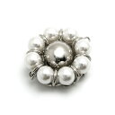 1ヶ入【 樹脂パールメタルフラワートップ(小) Ni/シルバー 】【451】 アクセサリー/ペンダントトップ/ハンドメイド/手作りアクセサリー/樹脂/メタルビー...