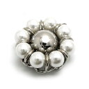 1ヶ入【 樹脂パールメタルフラワートップ(大) Ni/シルバー 】【451】 アクセサリー/ペンダントトップ/ハンドメイド/手作りアクセサリー/樹脂/メタルビー...