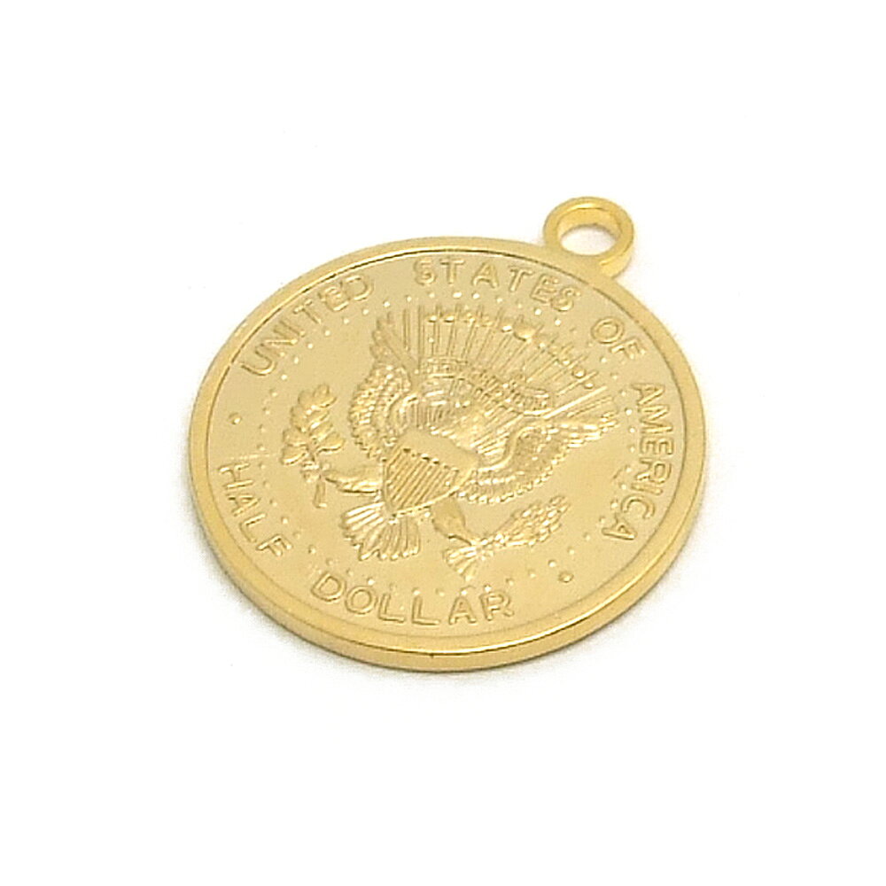 1ヶ入【 コイン型トップ [20mm/ケネディ] G/ゴールド 】 アクセサリーパーツ/ネッ...