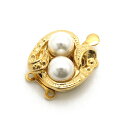 1ヶ入【 2連用 パール付レバーロック クラスプ (T50P-2) G/ゴールド 】【252】 アクセサリーパーツ/接続金具/特殊/金具/アクセサリー/装飾/ロ...