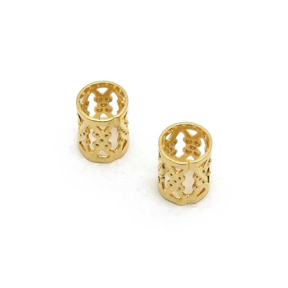 2ヶ入【 スカシ柄パイプビーズ [5mm] G/ゴールド 】【314】 アクセサリーパーツ/ビーズ金具/大きい/金具/アクセサリー/装飾/チャーム/手芸/手作り/ハンドメイド/ワンポイント/ジュエリー/メタル/円/オリジナル/服飾/デザイン/チューブ