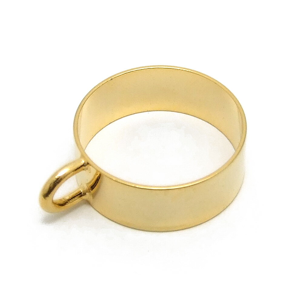 Rakuten - 1ヶ入【 U字カン付幅広リング金具 G/ゴールド 】【162】 アクセサリーパーツ/リング金具/リング/金具/アクセサリー/装飾/チャーム/手芸/手作り/ハンドメイド/ワンポイント/ジュエリー/メタル/円/オリジナル/服飾/デザイン/指輪/土台
