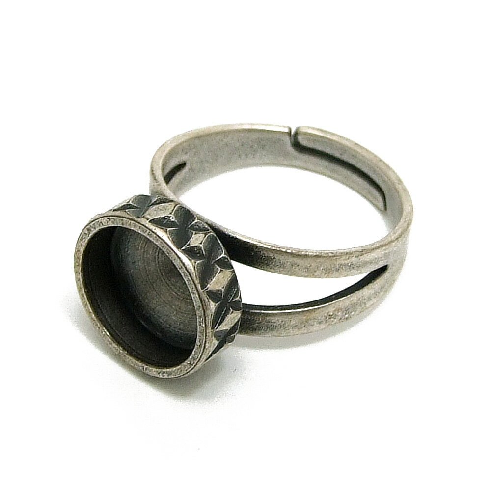 Rakuten - 1ヶ入【 10mmデザインカップ付リング金具 AS/アンティークシルバー 】【163】 アクセサリーパーツ/リング金具/リング/金具/アクセサリー/装飾/チャーム/手芸/手作り/ハンドメイド/ワンポイント/ジュエリー/メタル/円/オリジナル/服飾/デザイン/指輪/土台